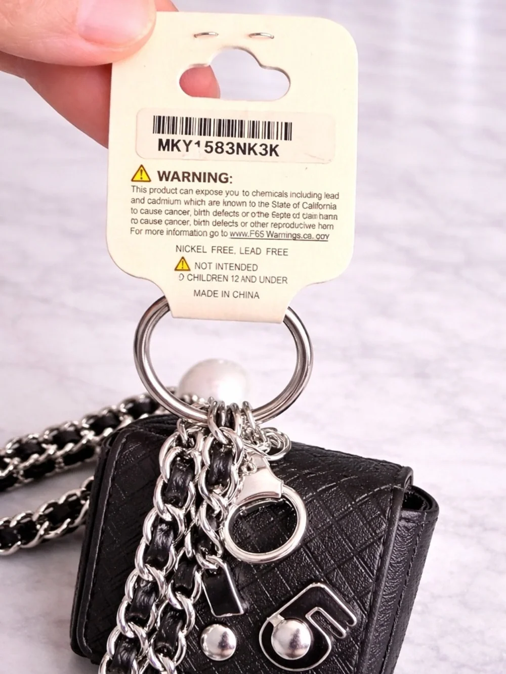 Mini Bag Wristlet or Bag Charm AirPod Pro Case Holder - Black